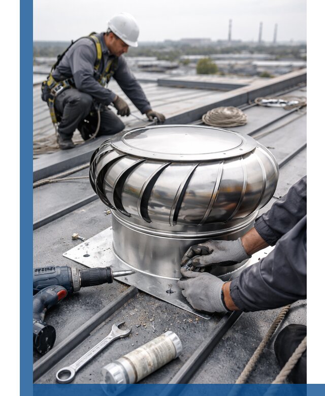 Установка дефлекторов на кровле в Альметьевске профессионально