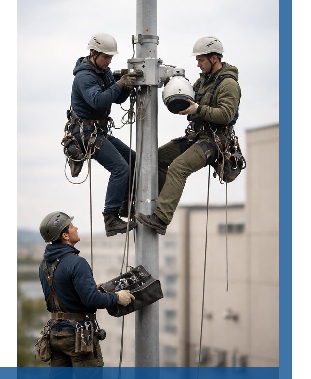 Установка видеокамер на мачте в Альметьевске от 8823 р. | ВЫСОТНИК-Льм