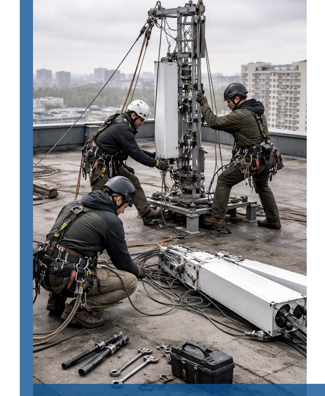 Демонтаж антенн на крыше зданий в Альметьевске с гарантией