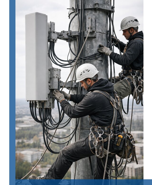 Монтаж оборудования связи на мачте в Альметьевске с пусконаладкой