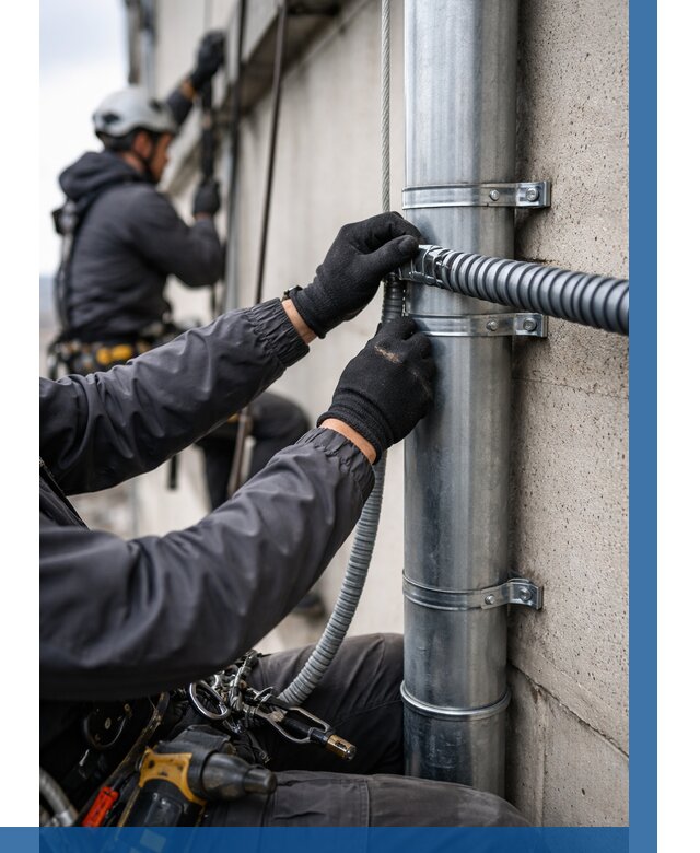 Монтаж гофры для кабеля в Альметьевске от 311 р. | ВЫСОТНИК-Льм