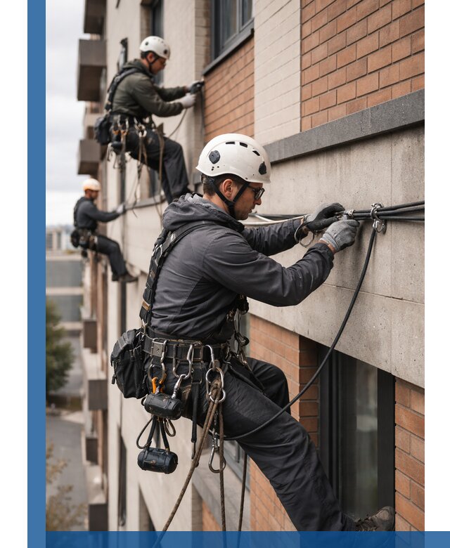 Крепление кабеля на фасаде монтаж и крепеж в Альметьевске