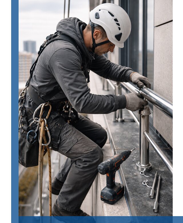 Монтаж ограждений на высоте в Альметьевске для зданий и конструкций