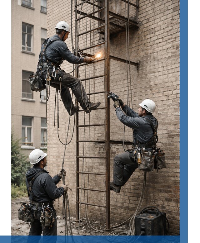 Ремонт пожарной лестницы в Альметьевске от 7785 р. | ВЫСОТНИК-Льм