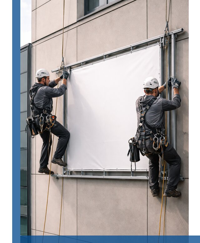 Монтаж наружной рекламной вывески в Альметьевске под ключ