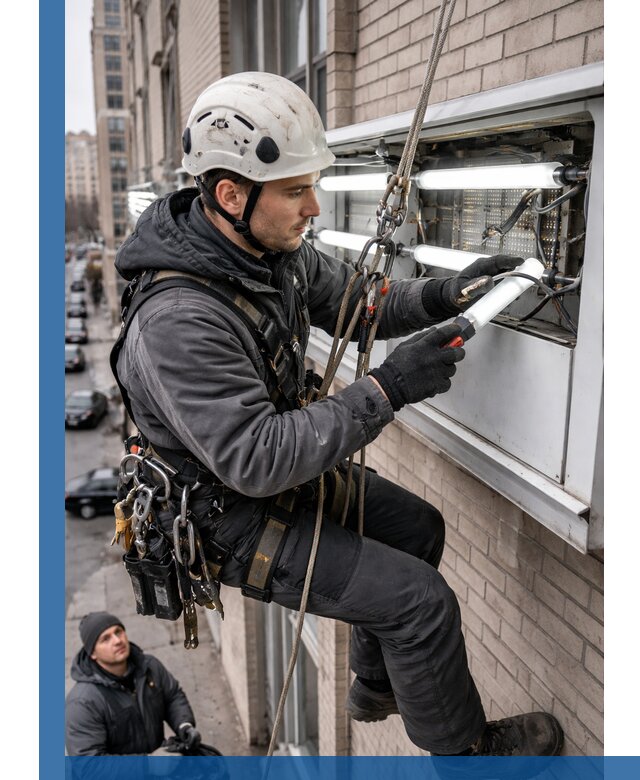 Профессиональная замена ламп в наружной вывеске в Альметьевске