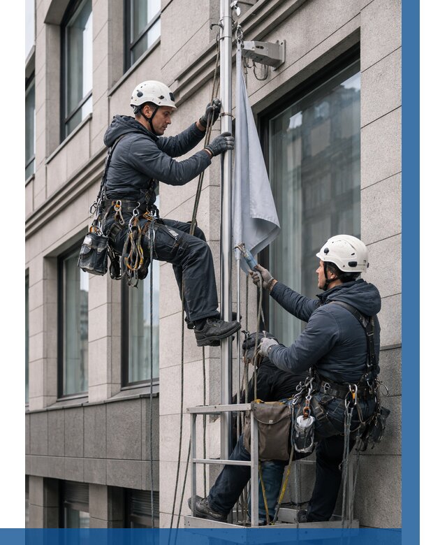 Установка флагов на фасаде в Альметьевске от 4671 р. | ВЫСОТНИК-Льм