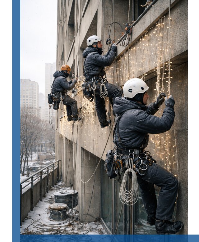 Монтаж новогодней иллюминации и украшение фасадов в Альметьевске