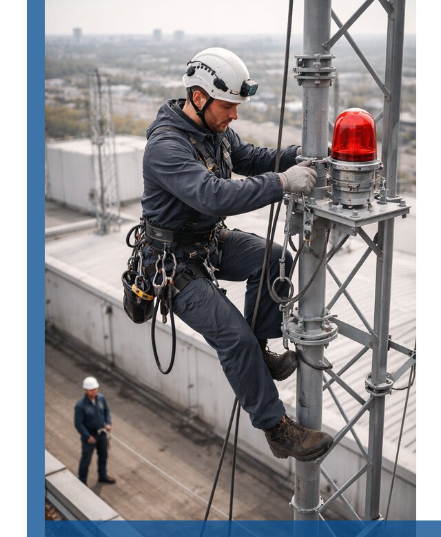 Монтаж заградительных огней и обслуживание объектов в Альметьевске