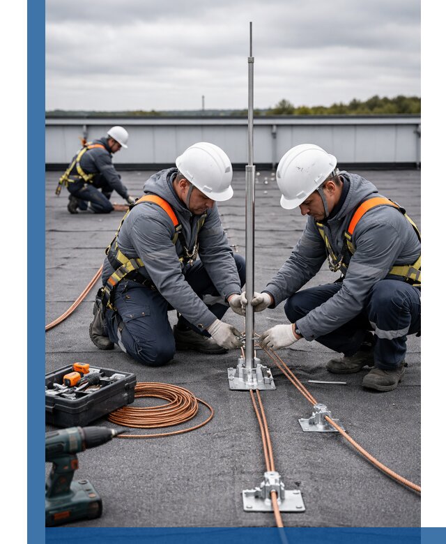 Монтаж молниезащиты на кровле в Альметьевске под ключ с гарантией