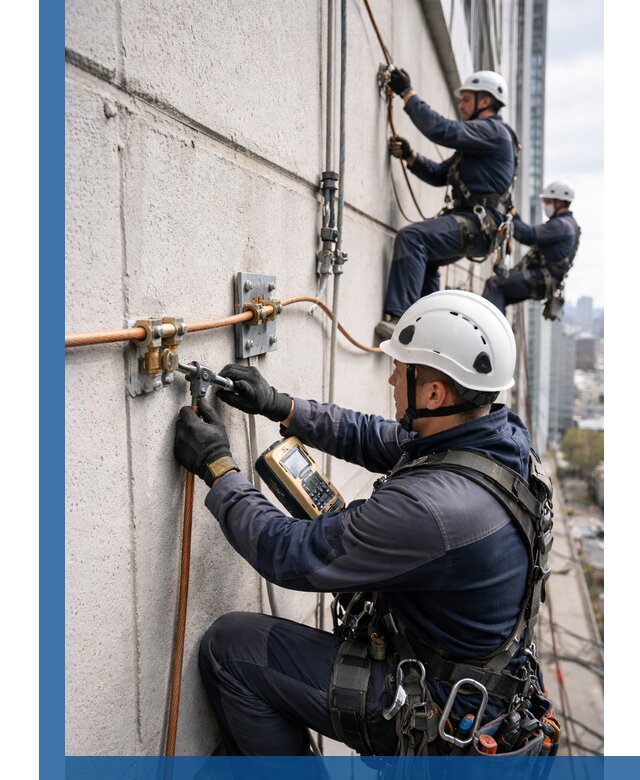 Монтаж системы заземления здания и молниезащиты в Альметьевске