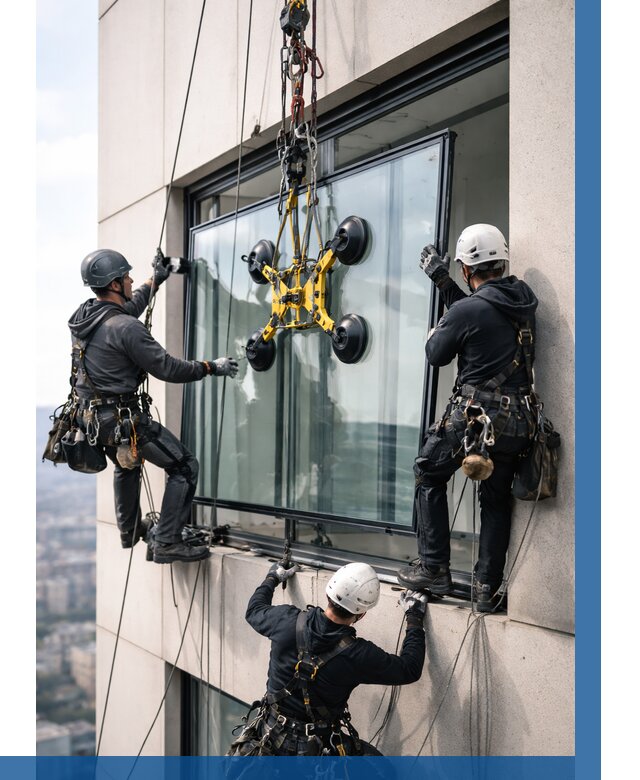Монтаж стеклопакетов на высоте в Альметьевске от 3322 р. | ВЫСОТНИК-Льм