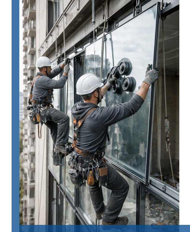 Витражное остекление фасадов и лоджий в Альметьевске под ключ