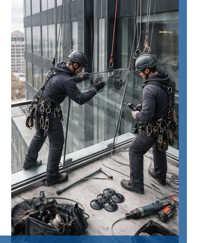 Монтаж стеклянных ограждений в Альметьевске от 2595 р. | ВЫСОТНИК-Льм