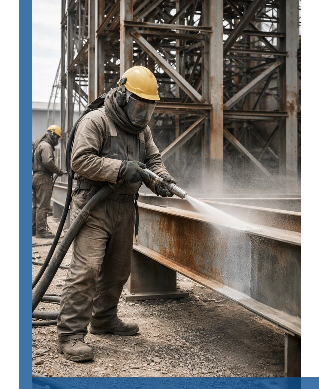 Пескоструйная очистка металлоконструкций в Альметьевске промышленная