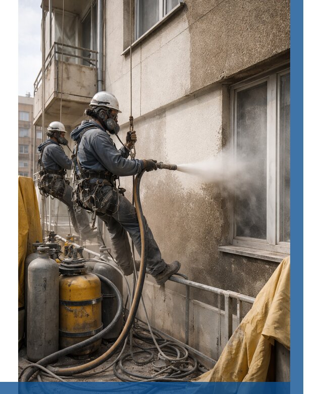 Пескоструйная очистка фасада в Альметьевске от 675 р. | ВЫСОТНИК-Льм