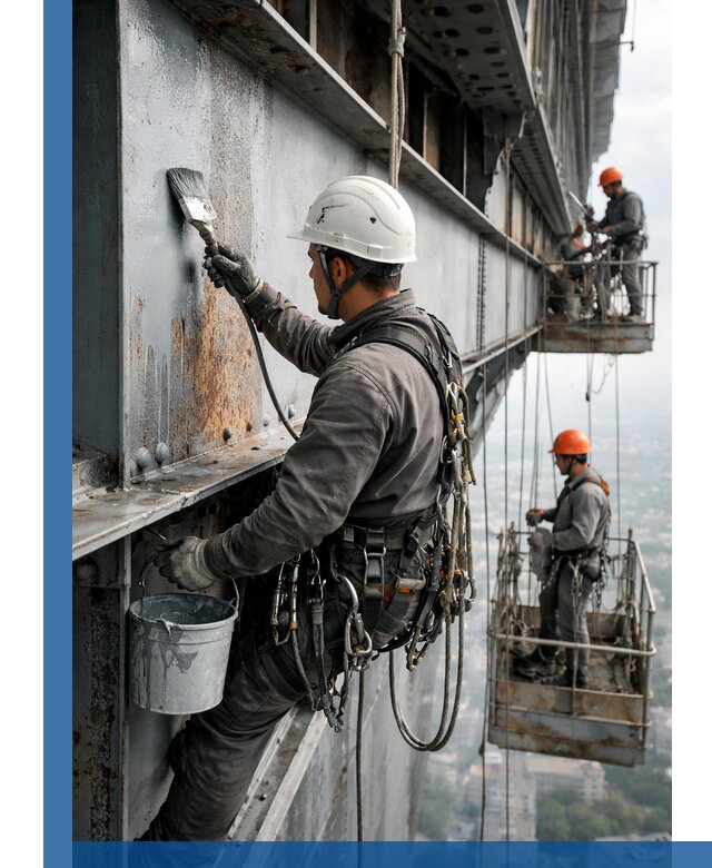 Покраска металлоконструкций на высоте в Альметьевске профессионально