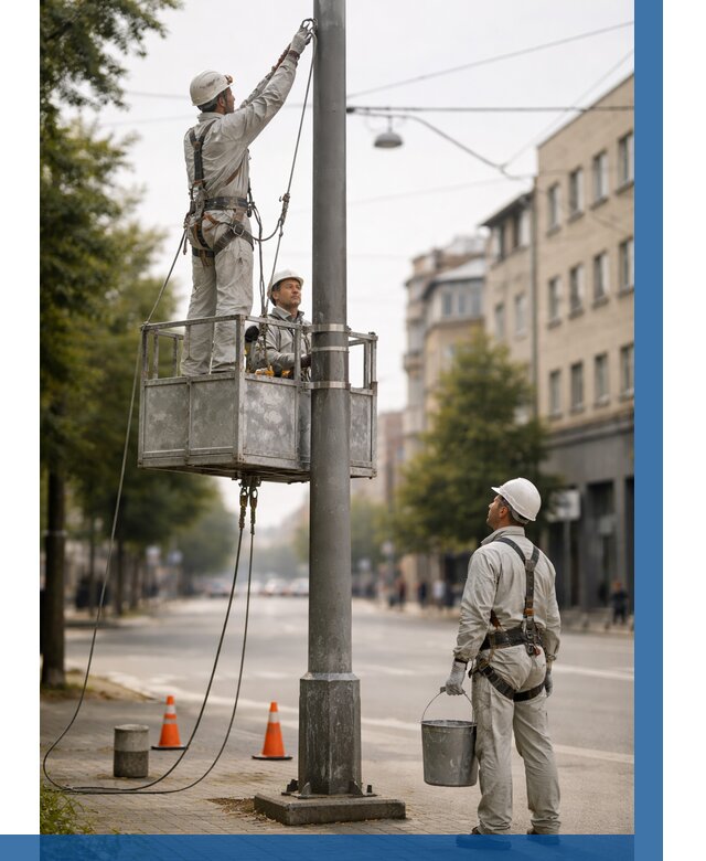 Покраска опор освещения в Альметьевске от 5190 р. | ВЫСОТНИК-Льм