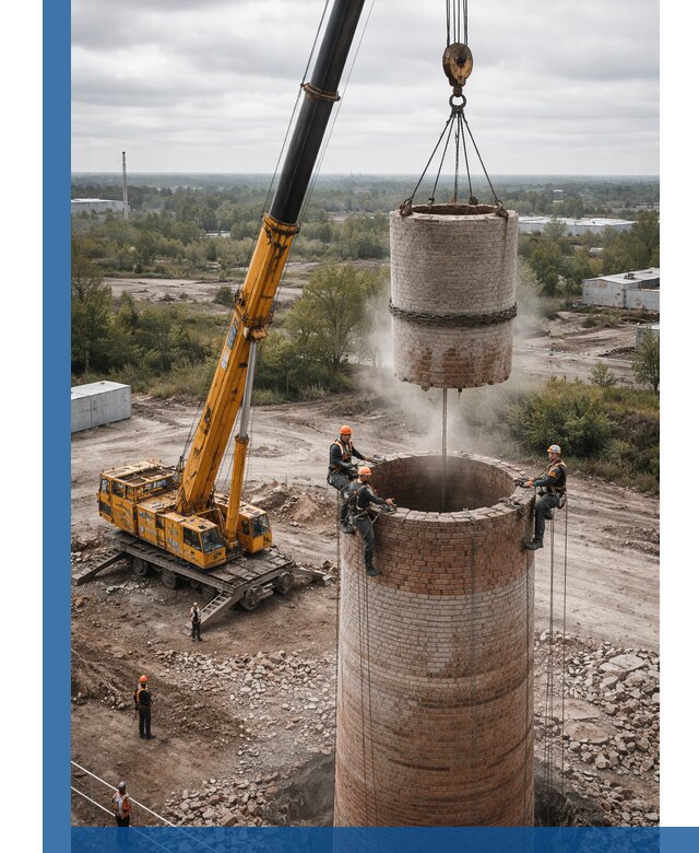 Демонтаж дымовой трубы в Альметьевске с гарантиями безопасности