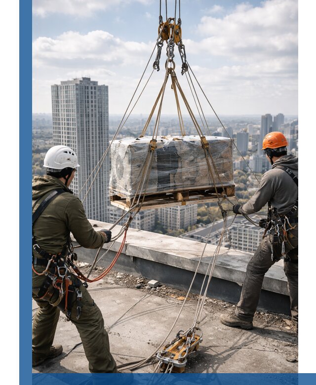 Подъем и монтаж крупногабаритных грузов на крышу в Альметьевске