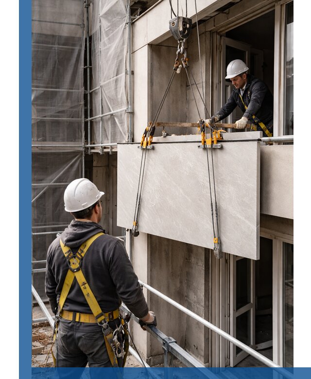 Подъем керамогранита на этаж в Альметьевске грузчиками и техникой