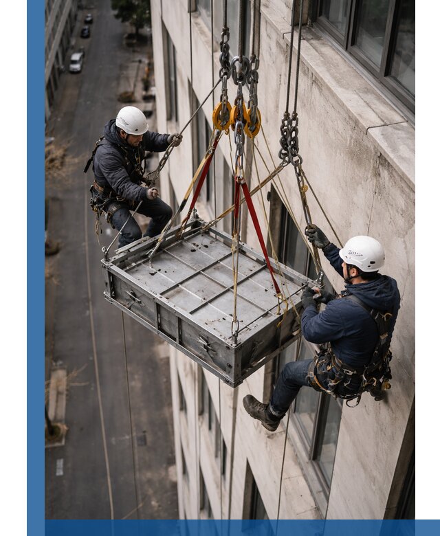 Спуск и подъем грузов по фасаду в Альметьевске для зданий