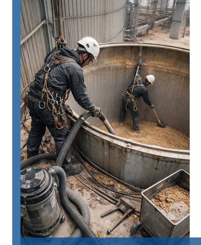 Профессиональная чистка зерновых бункеров в Альметьевске с выездом