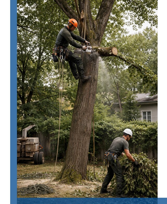 Кронирование деревьев в Альметьевске, безопасная высотная обрезка