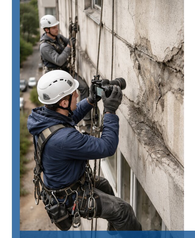 Фотофиксация дефектов фасада с высотной съемкой в Альметьевске