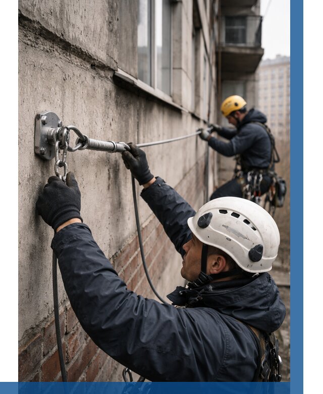 Монтаж анкерных линий в Альметьевске от 3114 р. | ВЫСОТНИК-Льм